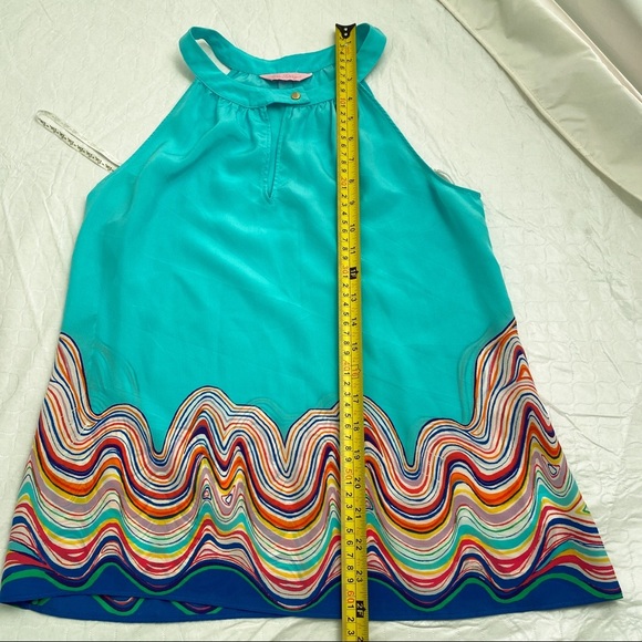 Lilly Pulitzer Rogan aqua multicolor top in Shorely Blue M - Picture 6 of 9